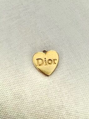 DIOR Gold Heart Logo Charm Pendant necklace, Upcycled upcycle